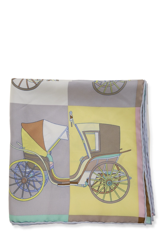 Multicolor 'Voitures Exquises' Silk Scarf 90, , large image number 1