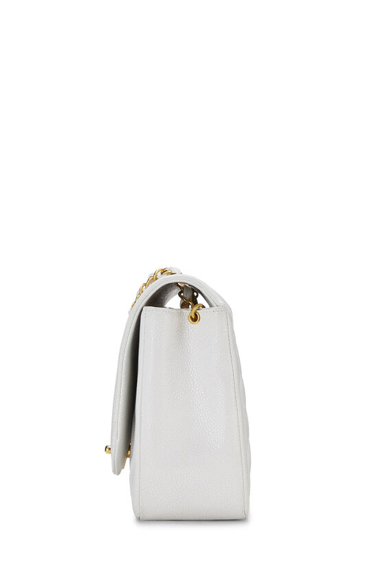 White Quilted Caviar Diana Flap Medium, , large image number 3