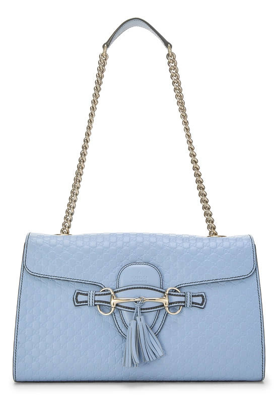 Blue Microguccissima Leather Emily Chain Shoulder Bag, , large image number 0