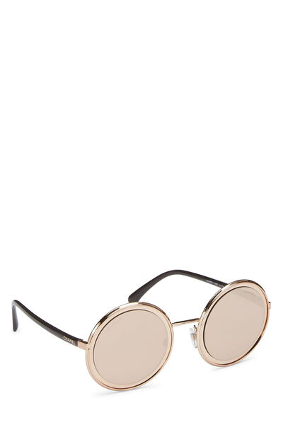 Copper Metal Round Sunglasses, , large