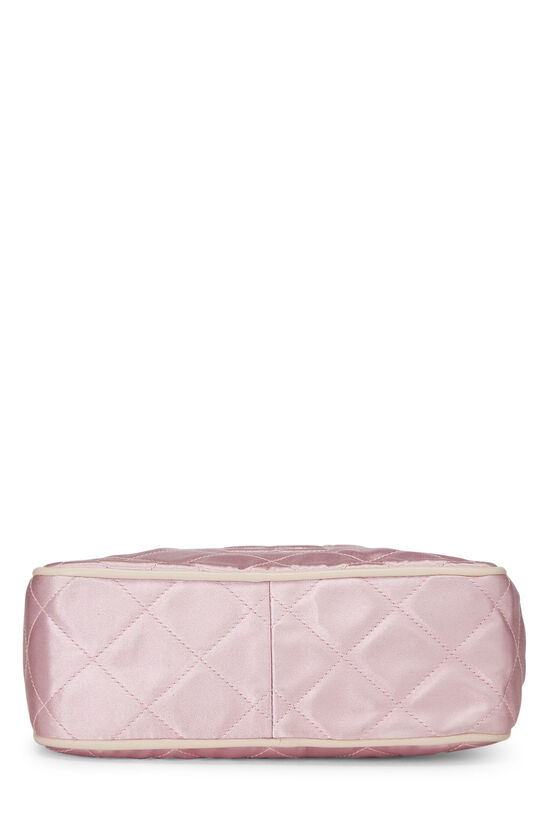Pink Quilted Satin 'CC' Shoulder Bag Small, , large image number 5