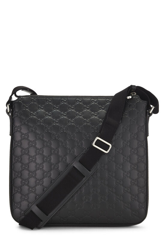 Black Guccissima Leather Flat Messenger Bag, , large image number 3