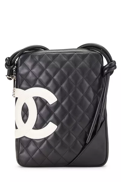 Black Quilted Calfskin Cambon Shoulder Bag