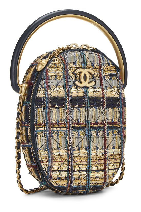 Paris-Egypt Metallic Gold Tweed Oval Bag, , large image number 1