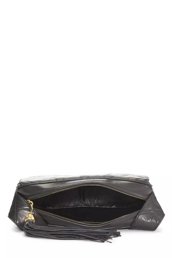 Black Quilted Lambskin Envelope Flap Shoulder Bag, , large image number 5