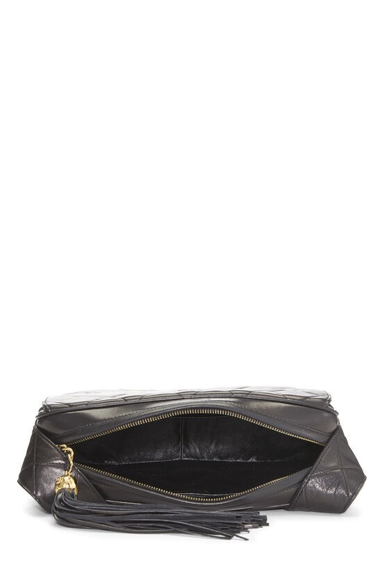 Black Quilted Lambskin Envelope Flap Shoulder Bag, , large image number 5