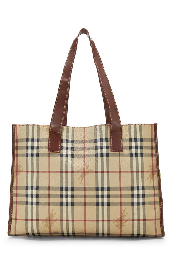 Brown Haymarket Check Coated Canvas Tote Large, , large image number 0