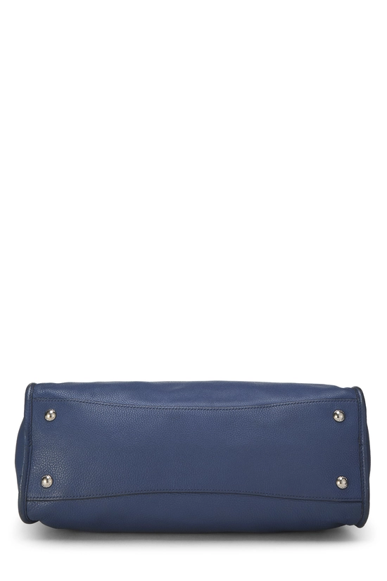 Blue Vitello Daino Convertible Zip Handbag, , large image number 4