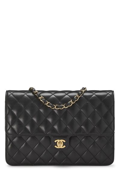 Black Quilted Lambskin Turnlock Ex Flap Medium