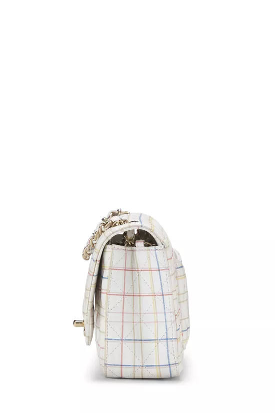 White & Multicolor Plaid Calfskin Rectangular Flap Mini, , large image number 2