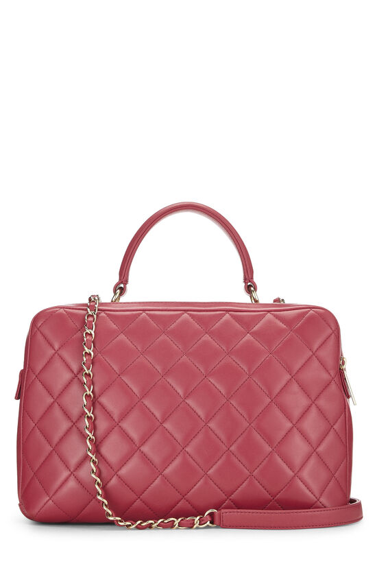Pink Quilted Lambskin Trendy 'CC' Bowling Bag Large, , large image number 3