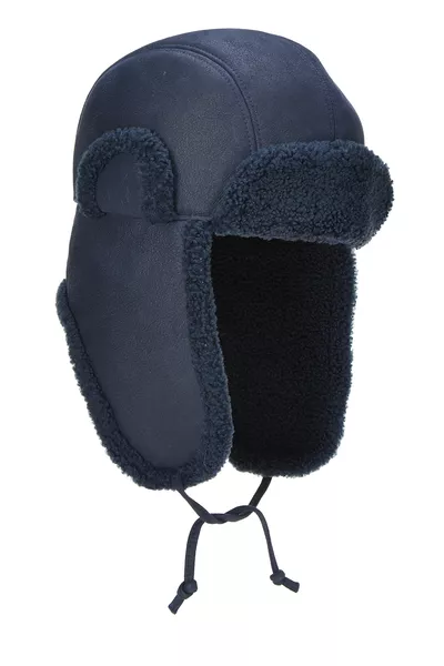 Navy Agneau Trapper Hat