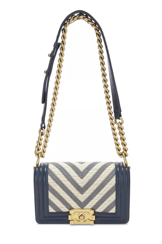 Blue Woven Chevron Boy Bag Small, , large image number 1