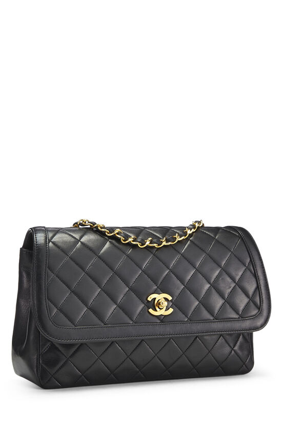 1990 Chanel Black Quilted Lambskin Vintage Medium Tall Classic Double Flap  Bag
