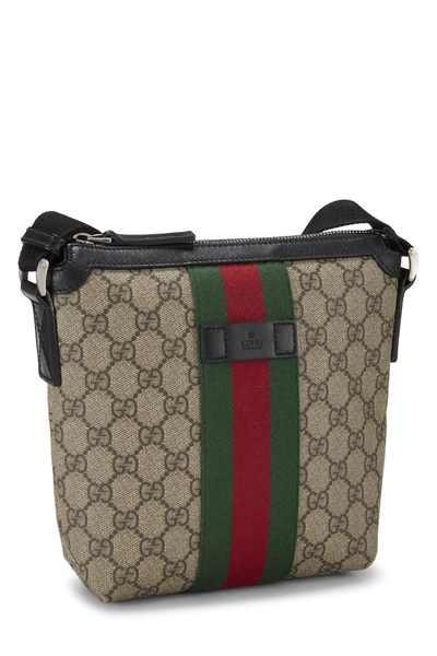 Black Original GG Supreme Canvas Web Flat Messenger Small, , large