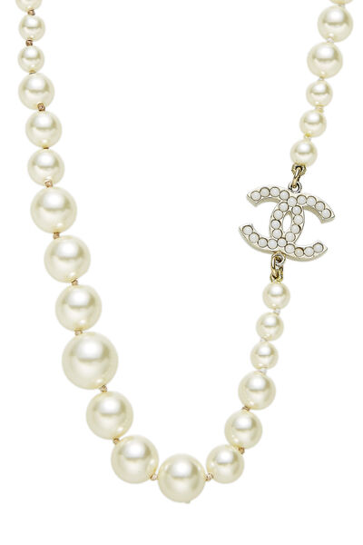 Faux Pearl 'CC' Long Necklace, , large