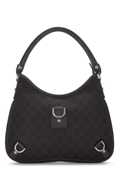 Brown GG Canvas D-Ring Abbey Hobo Small