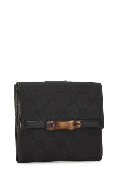 Black Original GG Canvas Bamboo Compact Wallet , , large