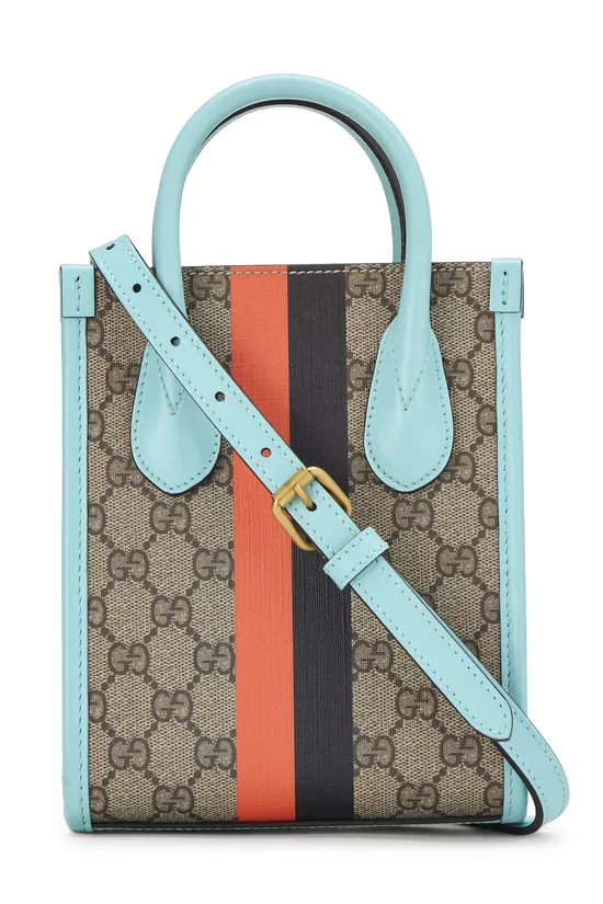 Blue GG Supreme Canvas Interlocking GG Tote Mini, , large image number 3