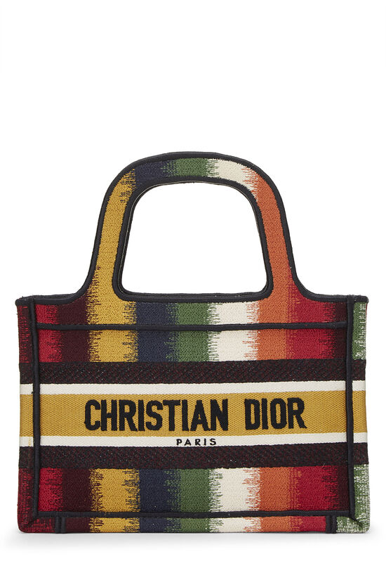 Christian Dior Book Tote Small Vertical Canvas Flower Multicolor Beige Bag