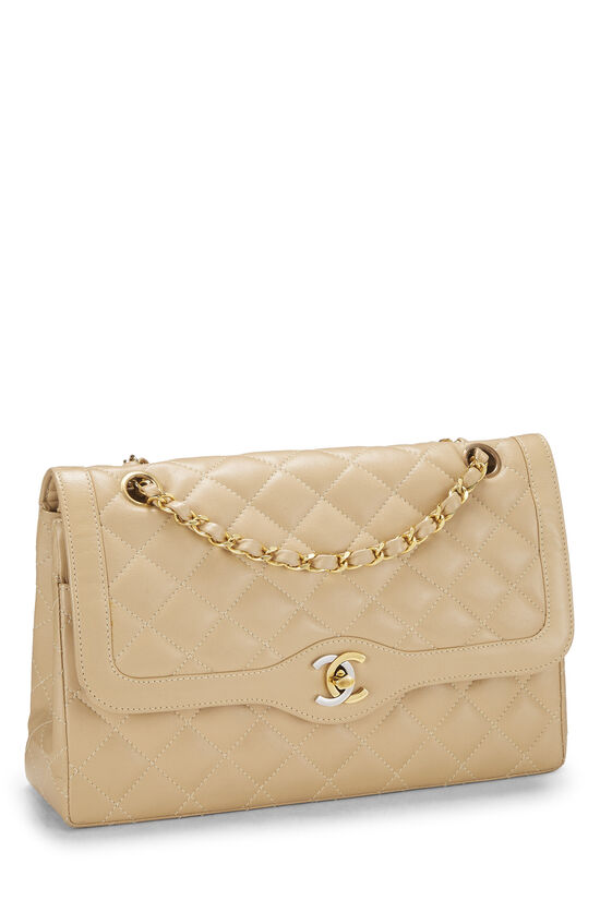 Beige Quilted Lambskin Paris Limited Double Flap Medium, , large image number 1