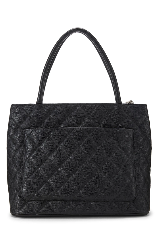Black Quilted Caviar Medallion Tote, , large image number 3