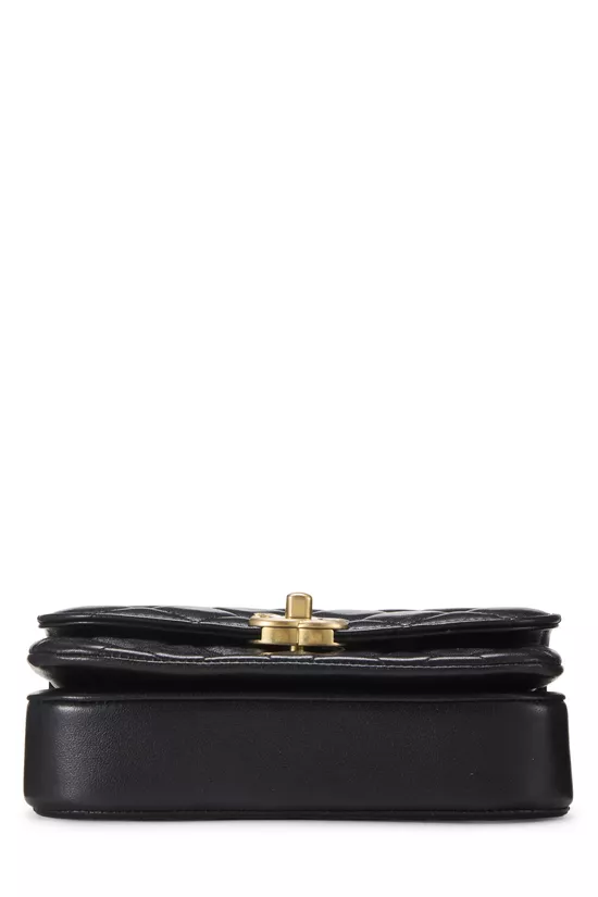 Black Lambskin Leather Top Handle Flap Bag Mini, , large image number 4