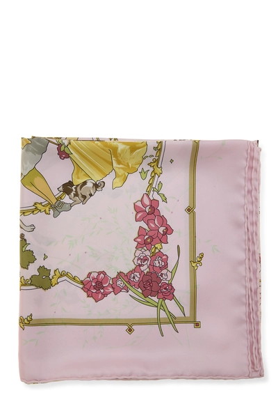 Pink & Multicolor 'Les Petits Princes' Silk Scarf 90, , large