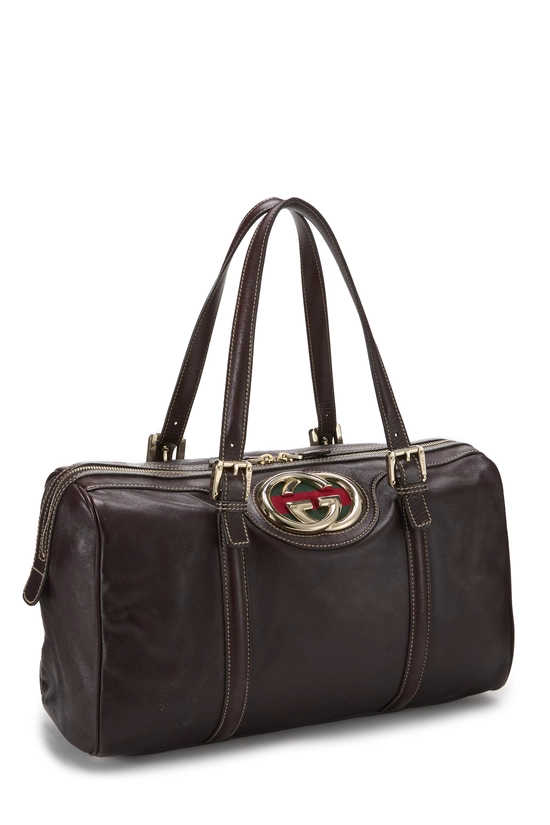 Brown Leather Britt Boston Bag, , large image number 1