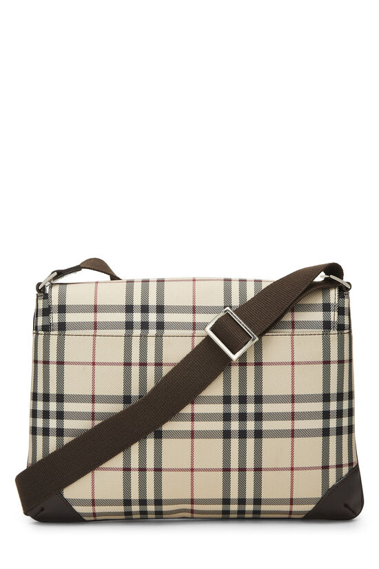 Brown Nylon House Check Flap Messenger Small, , large image number 3