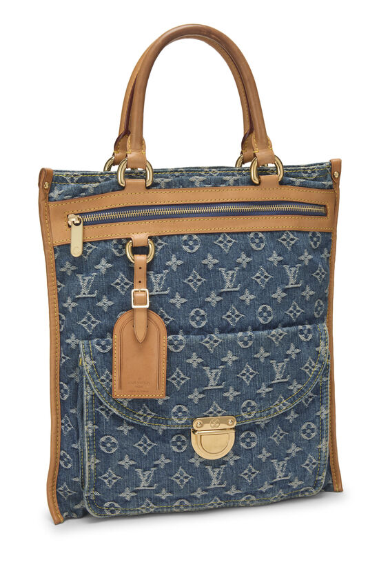 Blue Monogram Denim Flat Shopper, , large image number 1