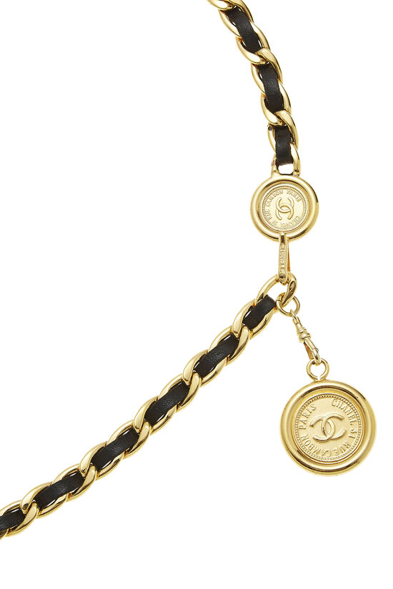 Black & Gold 'CC' Chain Belt, , large image number 1