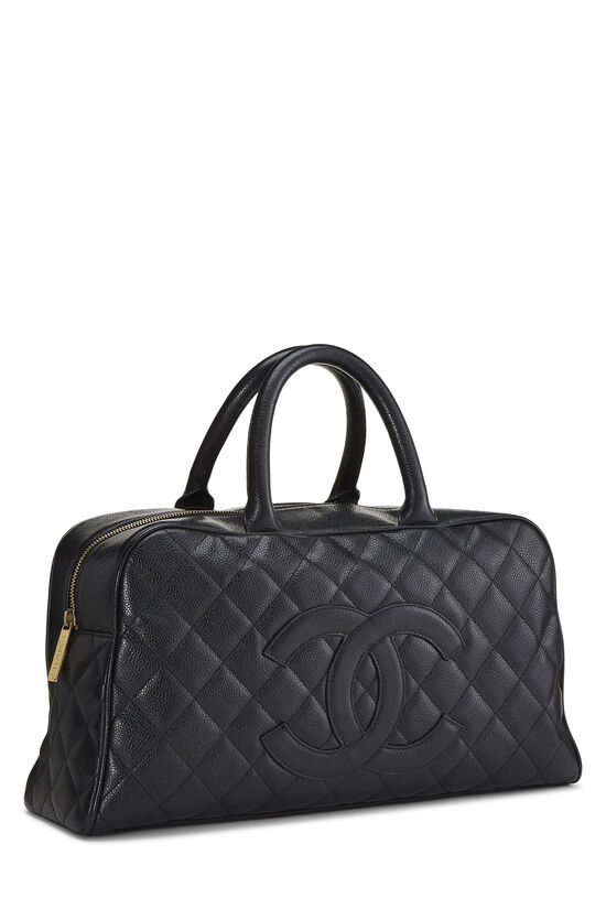 Black Quilted Caviar Bowler Small, , large image number 2