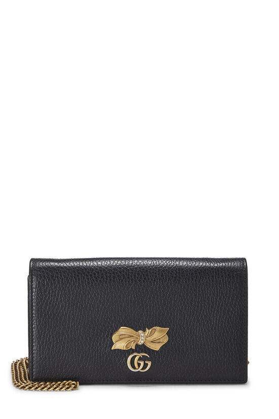 Black Leather GG Marmont Bow Crossbody, , large image number 0
