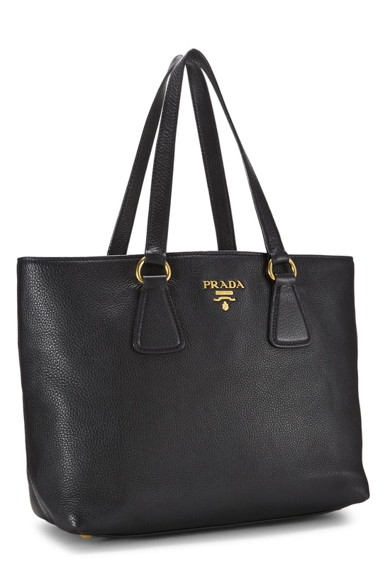 Black Vitello Daino Tote, , large image number 1