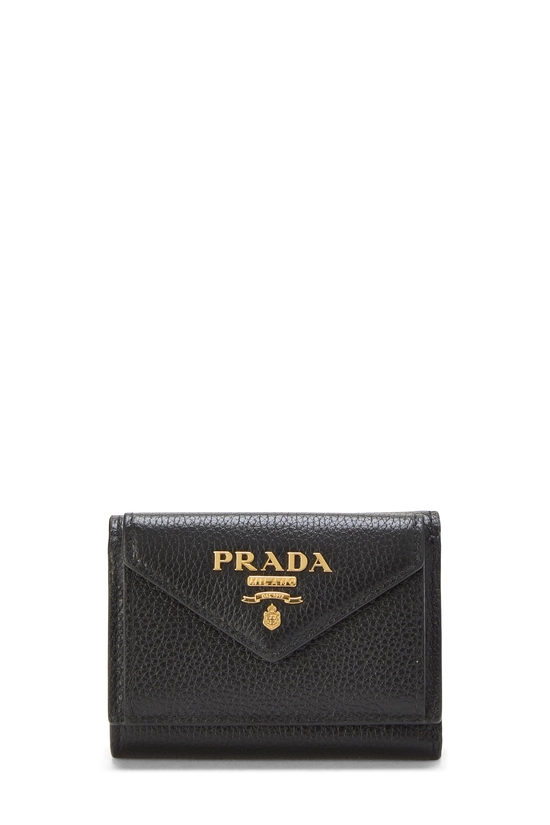 Black Vitello Daino Compact Wallet, , large image number 0