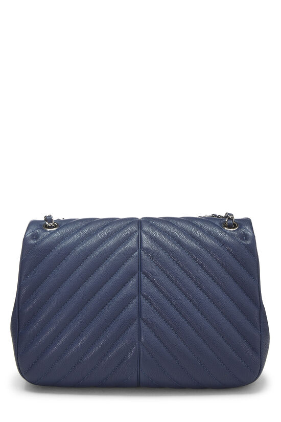 Navy Chevron Caviar Puffy Flap Large, , large image number 5
