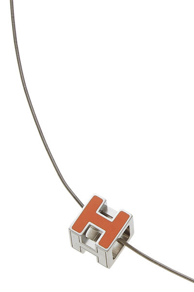 Orange & Silver Cage d'H Necklace, , large