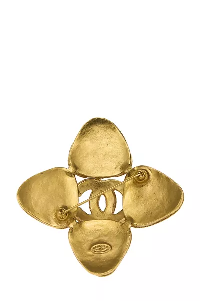 Gold Filigree & Multicolored Gripoix Medallion Pin, , large