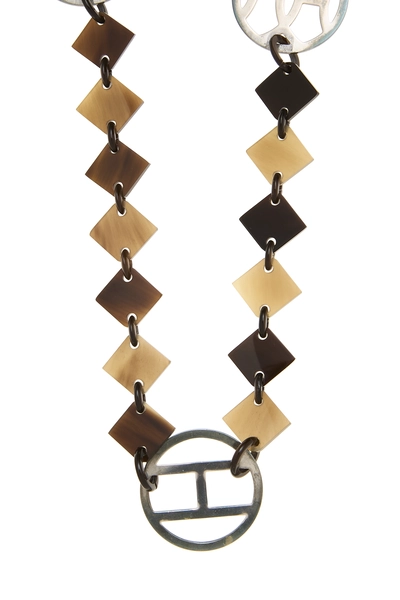 Brown Acrylic Buffalo Horn Lena Necklace, , large