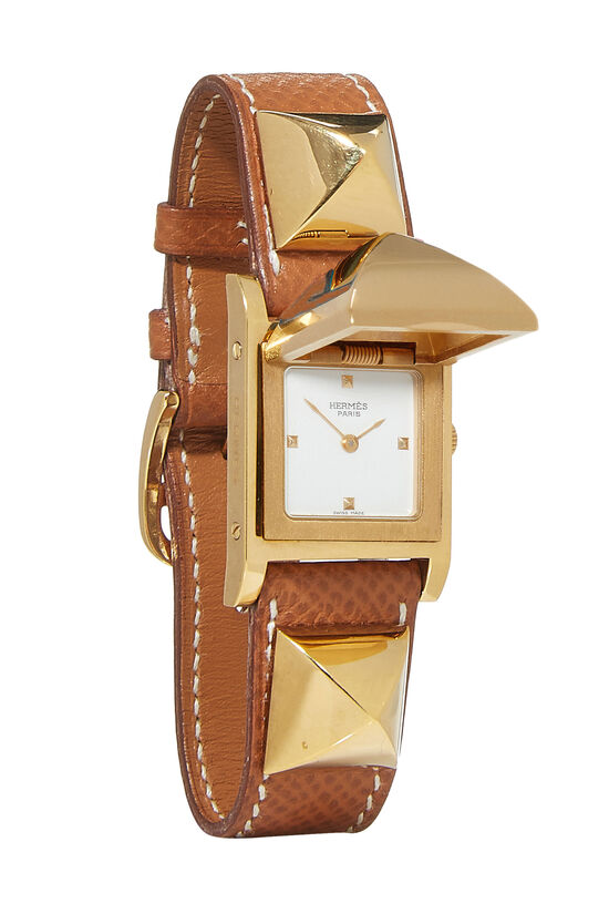 Brown Courchevel & Gold Medor Watch, , large image number 1