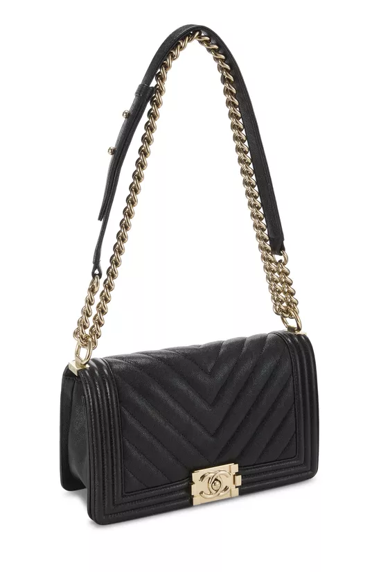 Black Chevron Caviar Boy Bag Medium, , large image number 1