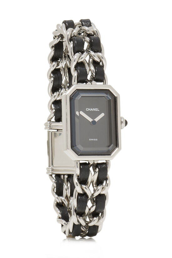 Silver & Black Leather Premiere Watch XL, , large image number 0
