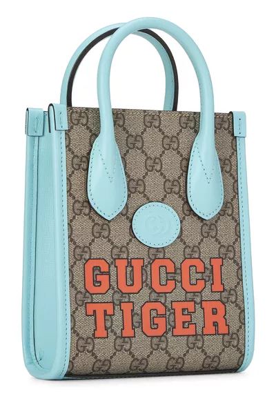 Blue GG Supreme Interlocking Tote Mini, , large