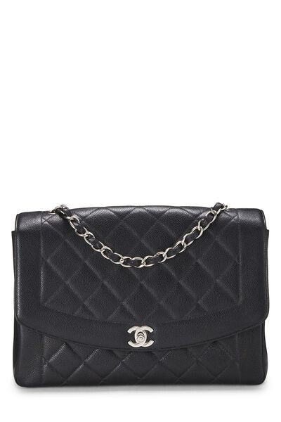 Black Quilted Caviar Diana Flap Jumbo