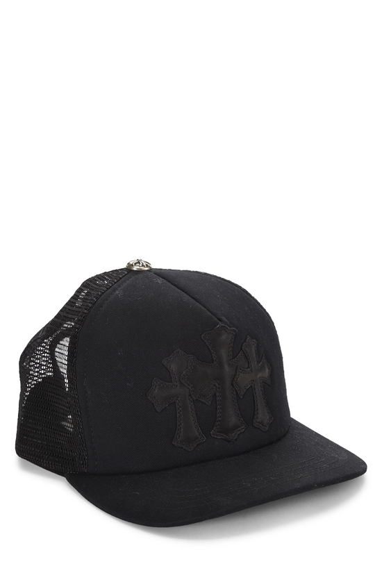 Pre-Owned Black Triple Cemetery Cross Trucker Hat QZA8QY4XKB001