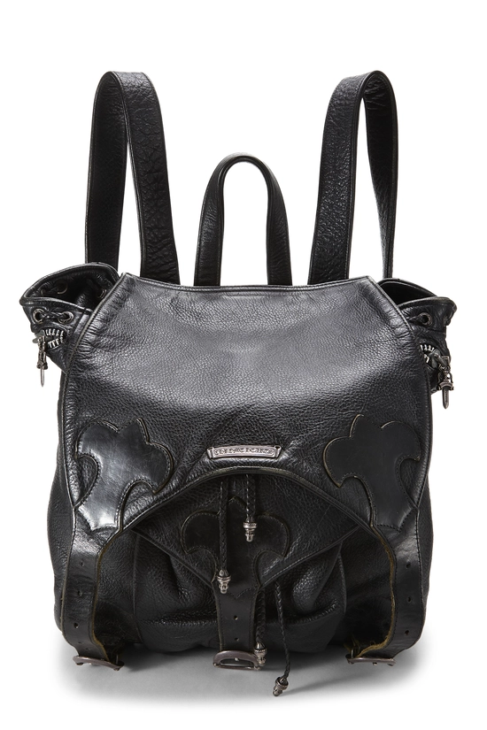 Black Leather Fleur Gunslinger Backpack, , large image number 0