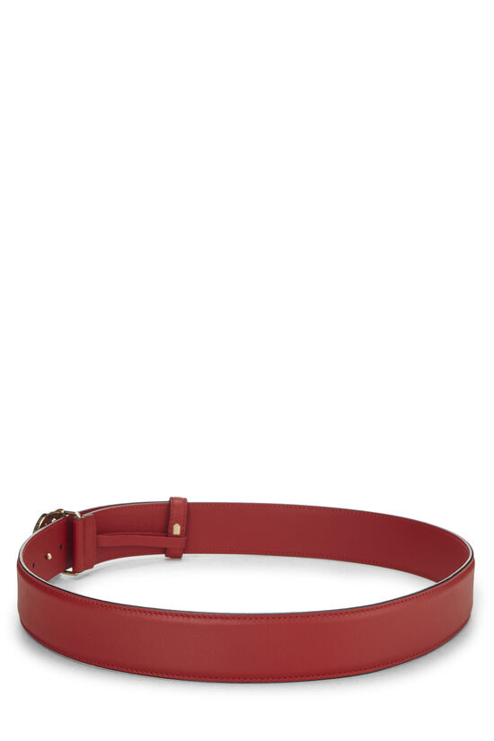 Red Leather Interlocking GG Belt, , large image number 2