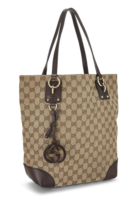 Brown Original GG Canvas Charm Vertical Tote, , large image number 1