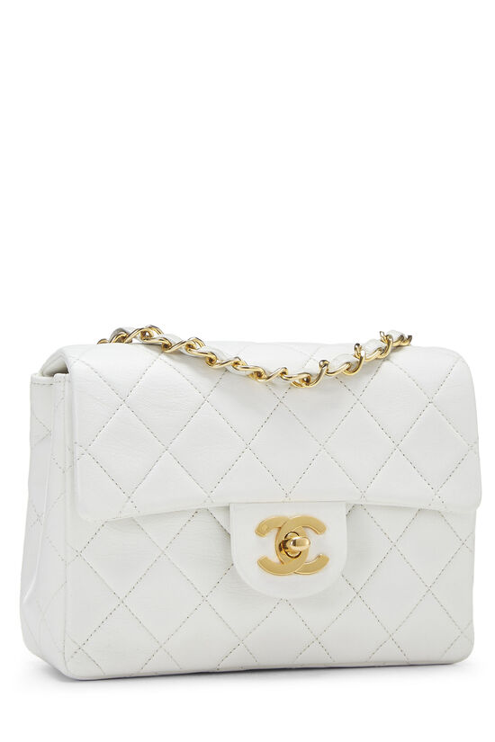 White Quilted Lambskin Half Flap Mini, , large image number 1